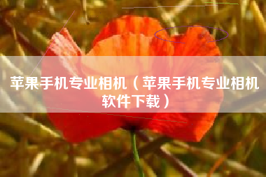 苹果手机专业相机(苹果手机专业相机软件下载)
